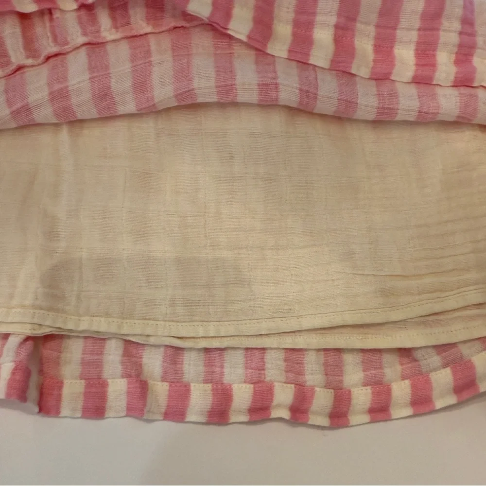 Angel Dear Pink Stripe Ruffle Dress 4T NWOT Cotton Muslin Lined - Picture 4 of 6